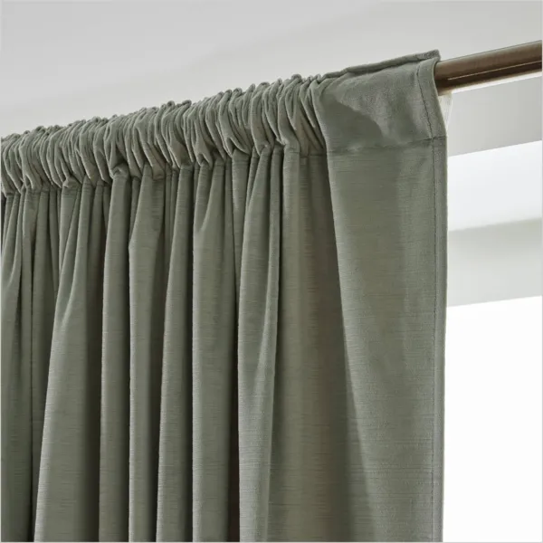 Tenda in velluto goffrato con passanti nascosti (280 x 240 cm) Maela Verde rosmarino