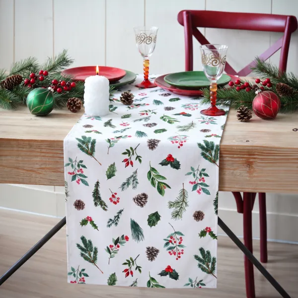 Weihnachtlicher Tischl�ufer (50 x 150 cm) Christmas Gr�n