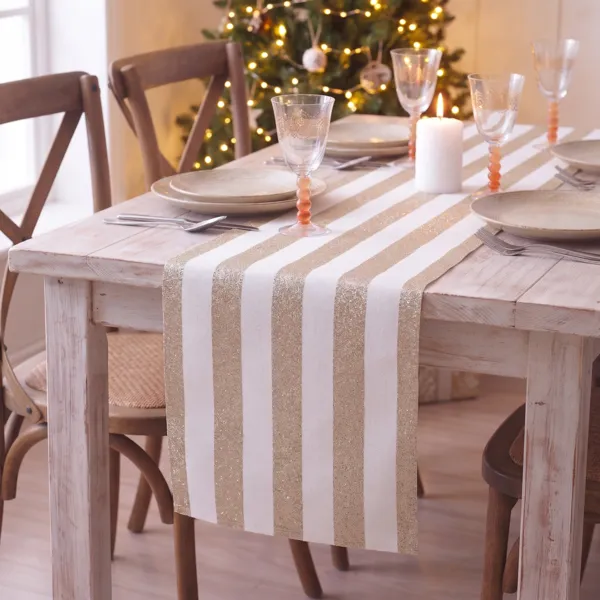 Runner da tavolo Natale (250 x 28 cm) Righe Bianco