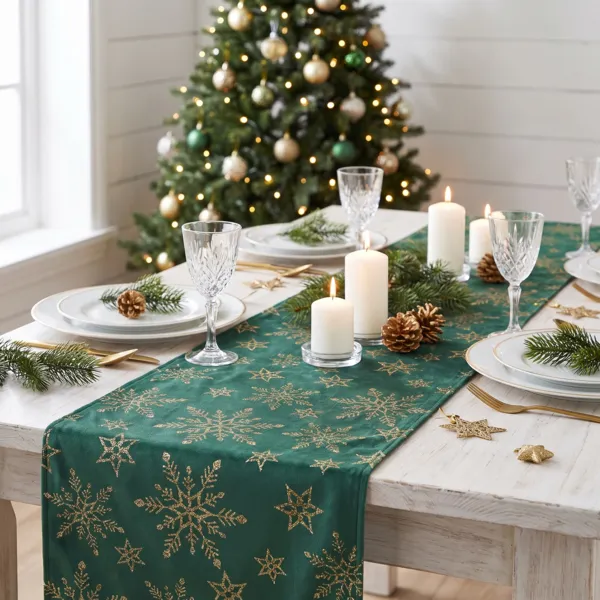 Runner da tavola Cristaux glitterato Verde