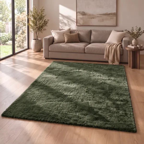 Tappeto rettangolare in ecopelliccia (160 x 230 cm) Finn Verde cachi
