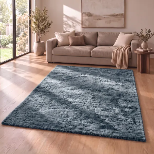 Tappeto rettangolare in ecopelliccia (160 x 230 cm) Finn Blu
