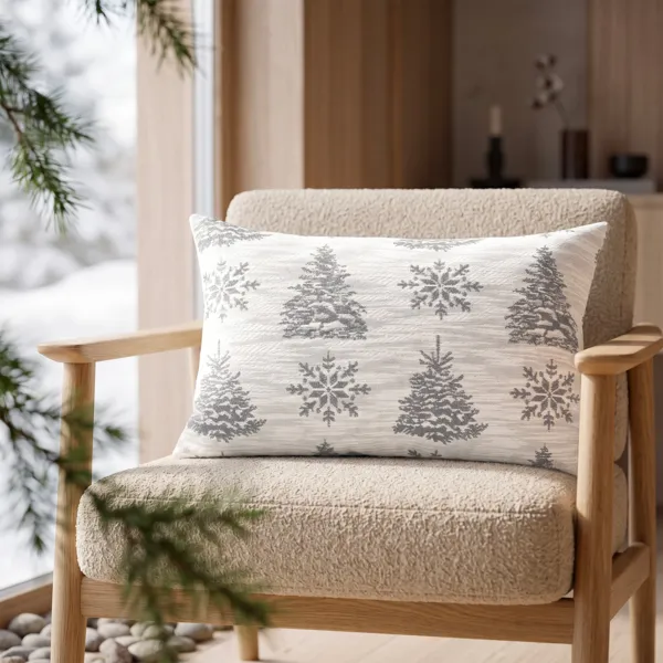Coussin rectangulaire coton (40 x 60 cm) Woody Gris