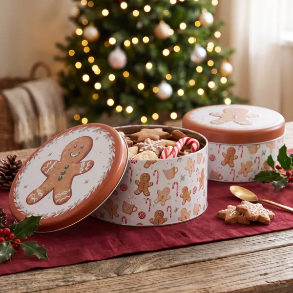 Set di 2 scatole rotonde in metallo Petits Biscuits Marrone