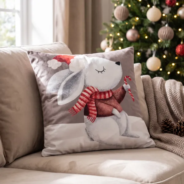 Vierkant fluwelen kerstkussen (40 x 40 cm) Lucien Taupe