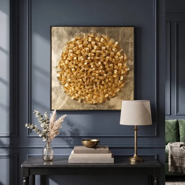 Decoratief reli�f schilderij van dennenhout (80 x 80 cm) Soan Goud