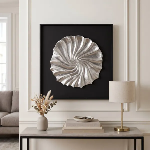 Tableau d�coratif relief effet bois (60 x 60 cm) Mero Argent