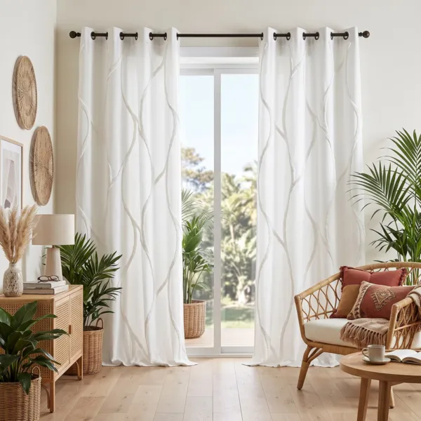 Rideau coton recycl� (140 x 260 cm) Felidae Ecru