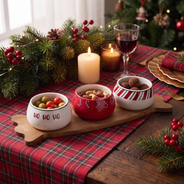 Tapas s�t med 3 sk�le (38 x 12 cm) Le Partage de No�l