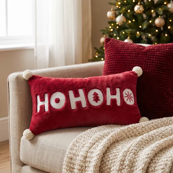 Coussin de no�l rectangulaire (30 x 50 cm) Santa Rouge