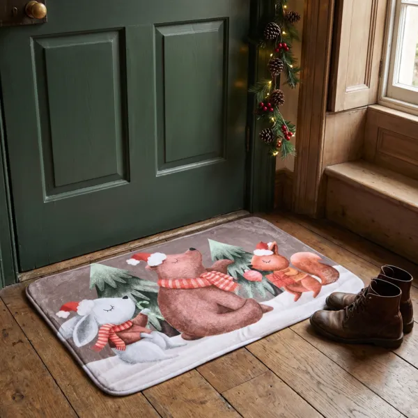 Antislip Kerstmat (45 x 75 cm) Flanel Lucien Taupe