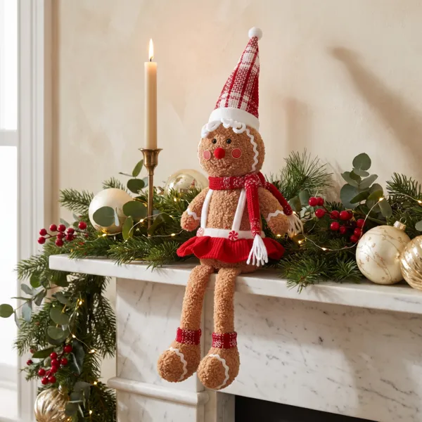 Pan de jengibre sentado (H43 cm) Se�orita Navidad Marr�n claro