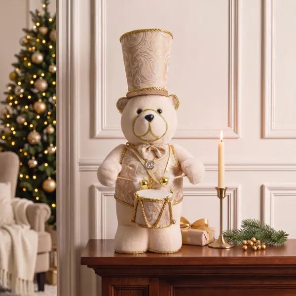 Orso di Natale decorativo (H39 cm) Maestoso musicista Oro