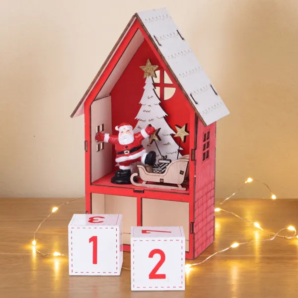 Calendrier de l'Avent lumineux Maison du P�re No�l Rouge