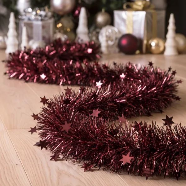 Guirnalda de Navidad (D9 cm) estrellada Alpine Burdeos
