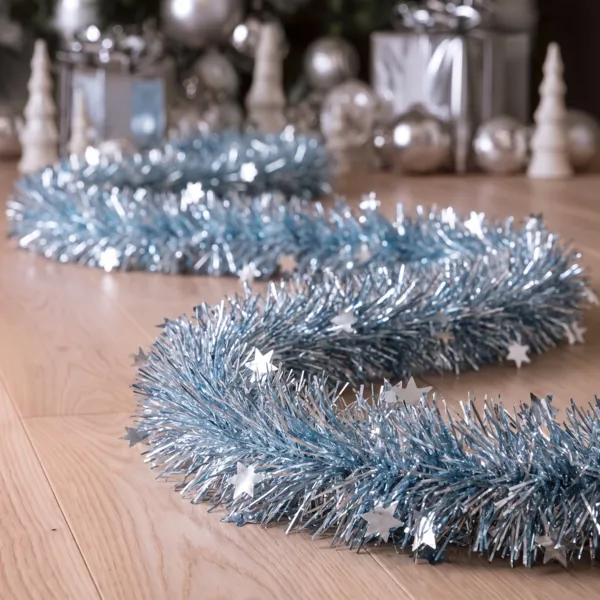 Guirnalda de Navidad (D9 cm) estrellada Alpine Azul helado
