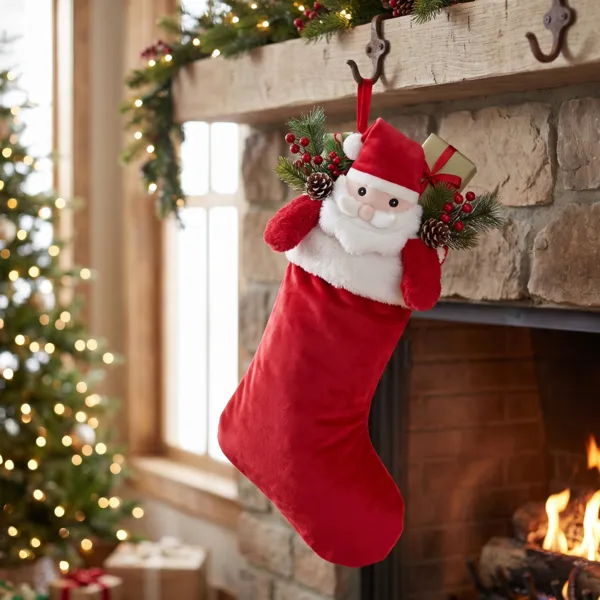 Weihnachtssocke (H50 cm) Edgard Weihnachtsmann Rot