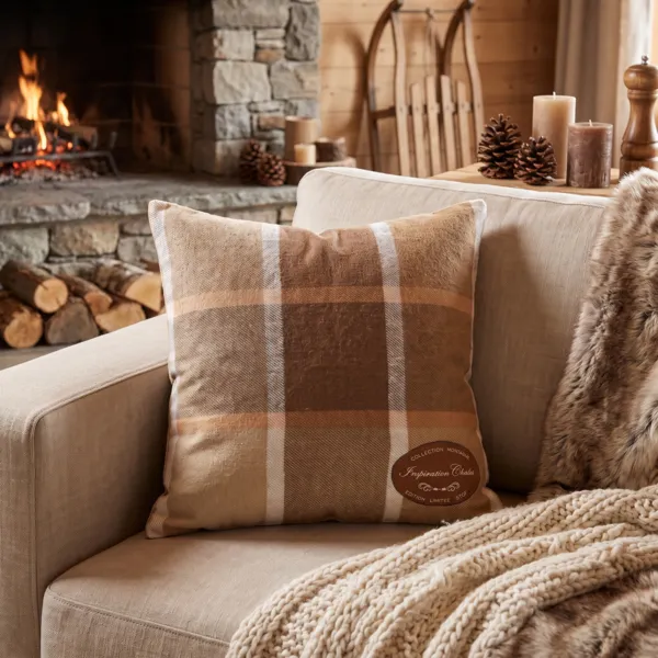 Coussin carr� en coton (45 x 45 cm) Wildforest Camel