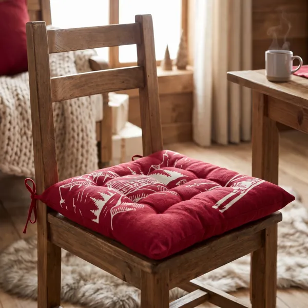 Cuscino per sedia quadrato in cotone (38x38 cm) Villard Bordeaux