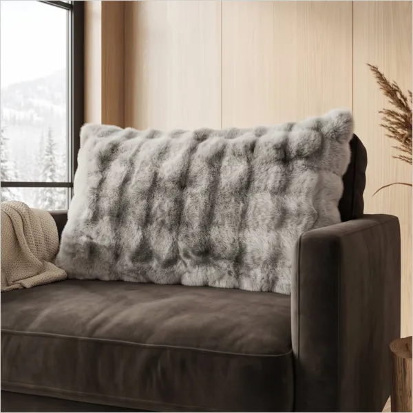 Coussin rectangulaire fausse fourrure (50 x 80 cm) Toronto Gris 