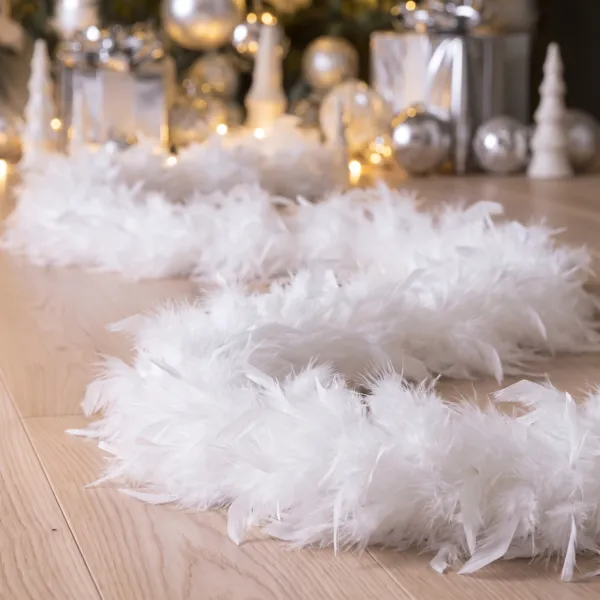 Fjerboa guirlande (184 cm) Sweet Merry Hvid