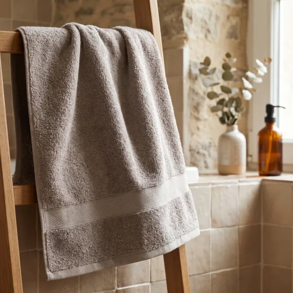 Asciugamano da bagno cotone (90 x 150 cm) Timeless Tortora