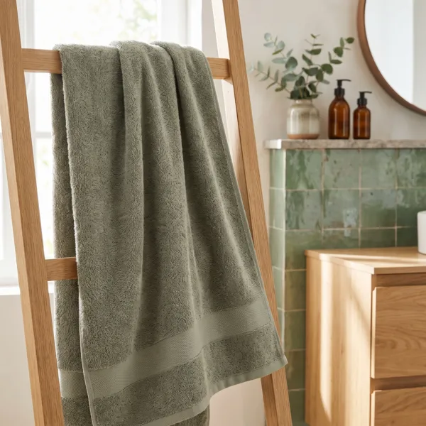 Asciugamano da bagno cotone (90 x 150 cm) Timeless Verde Cachi