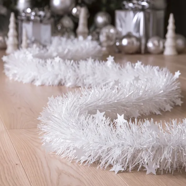 Guirnalda de Navidad (D10 cm) estrellada Alpine Blanco