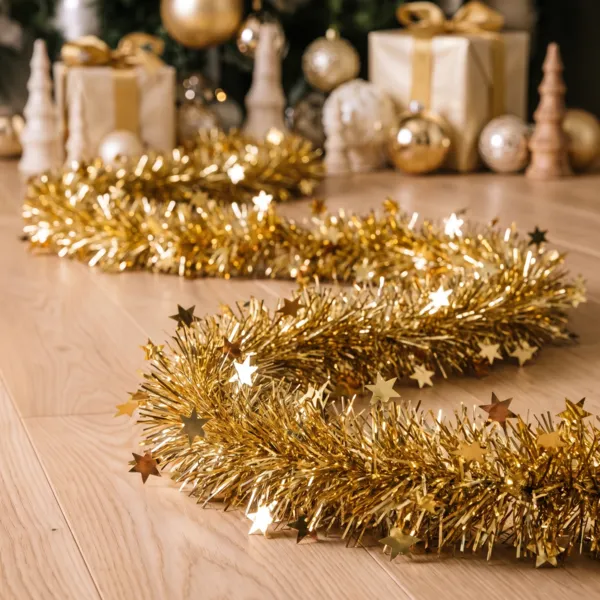 Guirnalda de Navidad (D10 cm) estrellada Alpine Oro