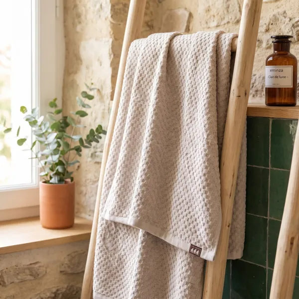 Baumwoll-Badetuch (90 x 150 cm) Boho-Chic Beige-Greige - Badtextilien