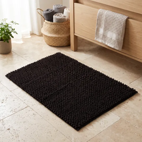 Badteppich Mikrofaser (50 x 80 cm) Boules Schwarz