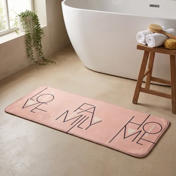 Rechthoekig badtapijt van microvezel (45 x 120 cm) Minimalistisch Blush Roze