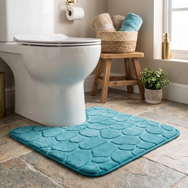 Tappeto per wc con memoria di forma (45 x 50 cm) Galeo Blu ottanio