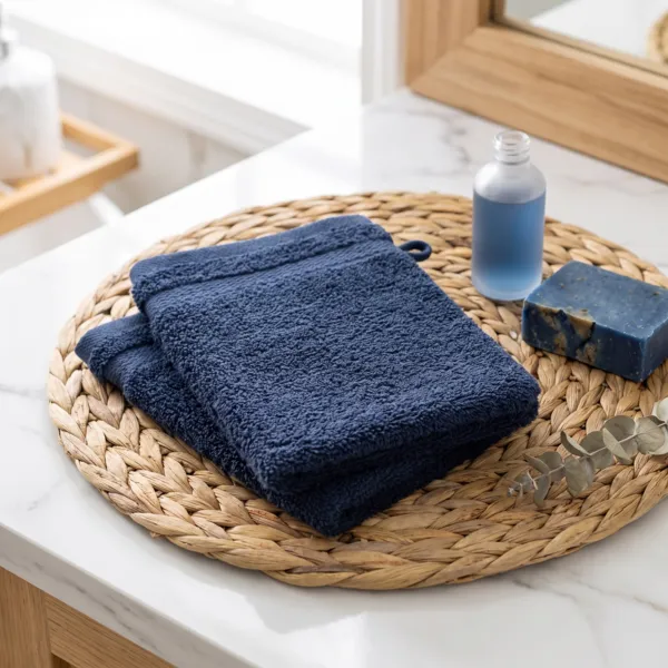 2er Set Waschlappen Baumwolle (15 x 21 cm) Timeless Marineblau