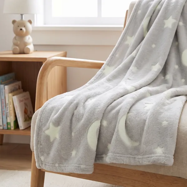 Plaid polaire phosphorescent enfant (125 x 150 cm) Voie lact�e Gris clair