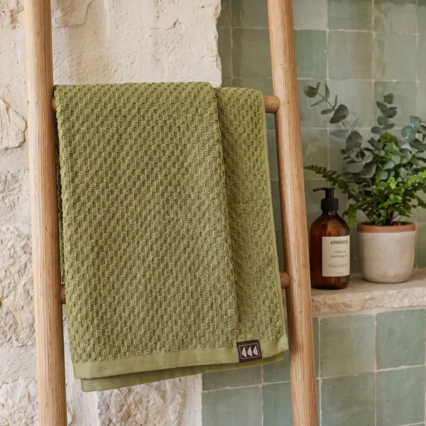 Asciugamano in cotone 100% (70 x 130 cm) Boho-chic Verde oliva