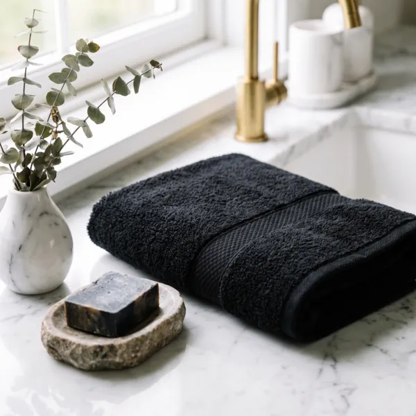Asciugamano da bagno cotone (30 x 50 cm) Timeless Nero