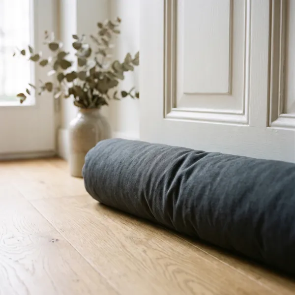 Coussin bas de porte polycoton (L80 x 7,5 cm) Aimant� Gris fonc�
