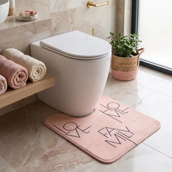 Toiletmat van microvezel (45 x 50 cm) Minimalistisch Blush Roze