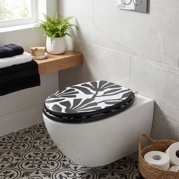 Toiletbril van zwart hout 18 inch Betty