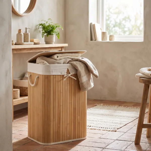 Vasketøjskurv i bambus (H60 cm) Anako Natur