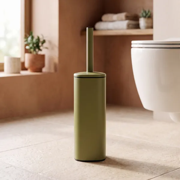 Brosse WC carr�e couvercle m�tal Boho-Chic Vert olive