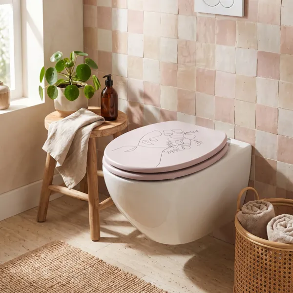 Abattant WC efecto madera 18 pulgadas Rosy Blanco
