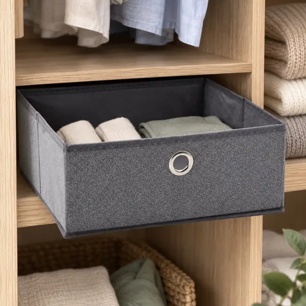 Cesta de almacenamiento plegable de tela (28 x 12 cm) Velmio Gris antracita jaspeado