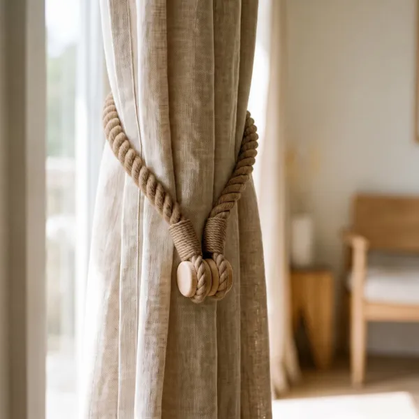 Magnetisk gardinholdback i naturfarvet jute Martin Natur