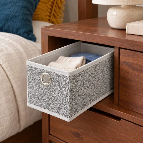Cesta de almacenamiento plegable de tela (12 x 28 cm) Velmio Gris jaspeado