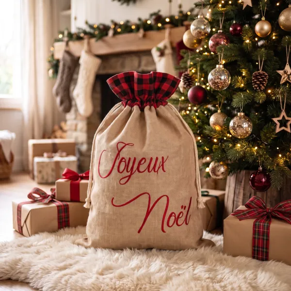 Geschenktasche aus Stoff mit Schriftzug 