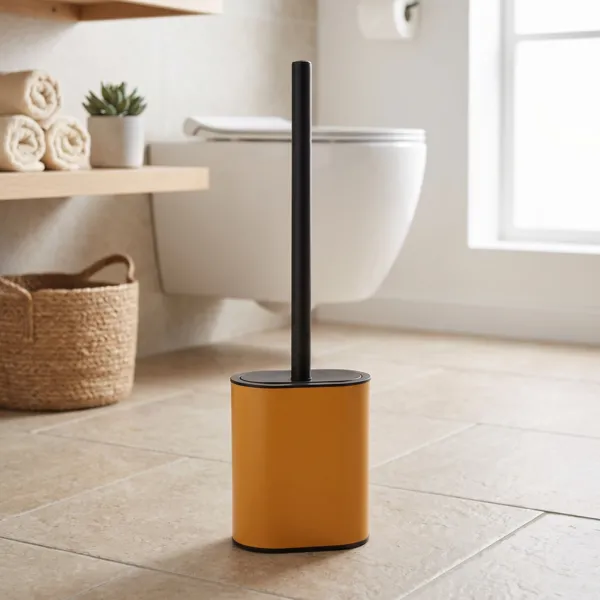 Scopino WC testa piatta Black Line Ocra/Nero