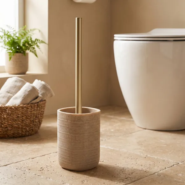 Brosse WC polyr�sine stri�e Lina Beige