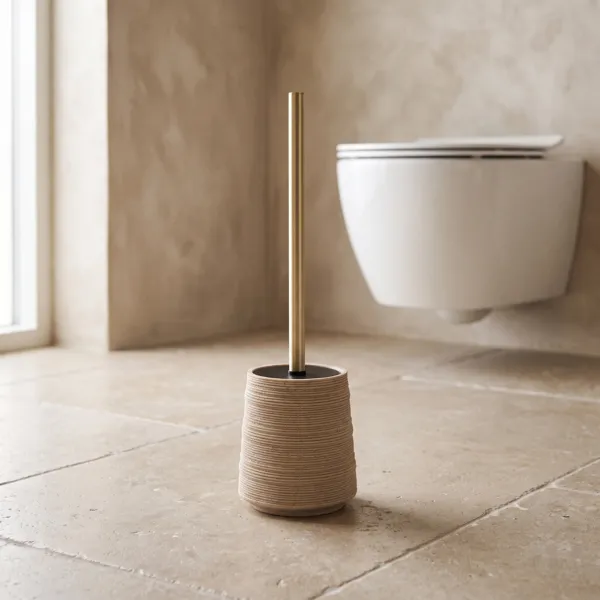 Brosse WC polyr�sine effet sable Lina Beige